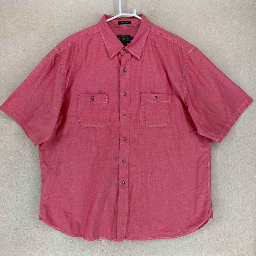Pendleton Berkeley Men's Red Short Sleeve Button Up Shirt Size XXL Cotton